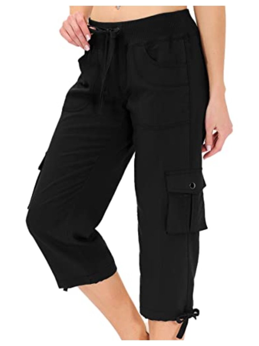 Women's Capri Cargo Hiking Pants 6 Pocket Lightweight Athletic Joggers